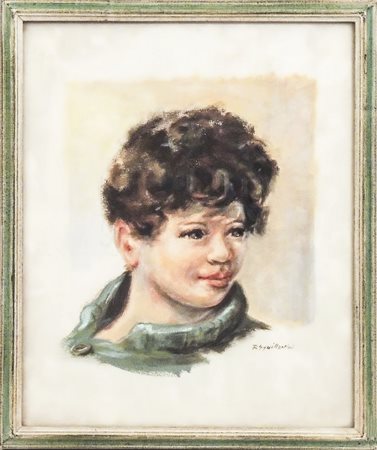 REMO SQUILLANTINI (1920-1996) Ritratto del figlio tecnica mista su carta,...