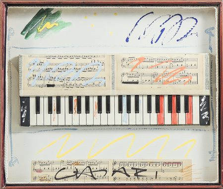 GIUSEPPE CHIARI (1926-2007) Composizione con pianola, strumento tecnica mista...