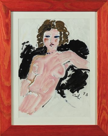 BRUNO PAOLI (1915-2005) Nudo femminile tempera e china su carta, firmato e...