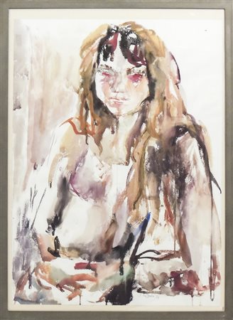 SILVIO LOFFREDO (1920-2013) Ritratto femminile acquerello su carta, firmato e...