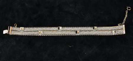 BRACCIALE IN ACCIAIO con inserti in strass taglio baguette lunghezza cm 18,5...