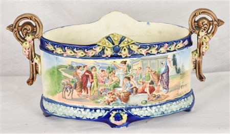 PORTAFIORI IN CERAMICA decorato con scene classiche Germania, 1910 ca cm...