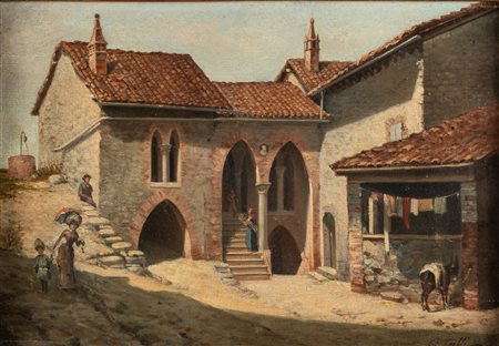 Odoardo Lalli (Roma 1829-Firenze 1909)  - Borgo toscano