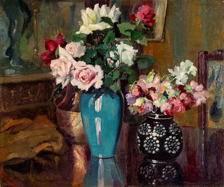 Renato Natali (Livorno 1883-1979)  - Vasi di fiori