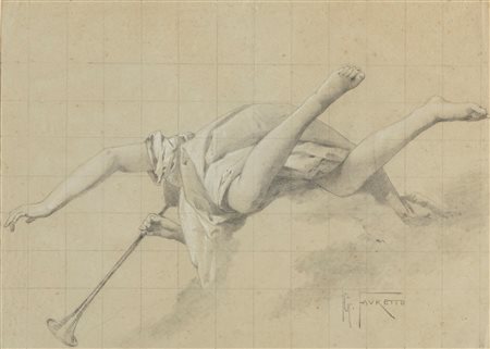 Giacomo Favretto (Venezia 1849-1887)  - Studio per la Fama di Giambattista Tiepolo