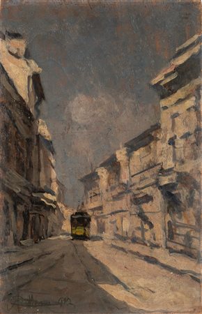 Achille Cattaneo (Limbiate 1872-Milano 1931)  - Via Manzoni a Milano, 1917