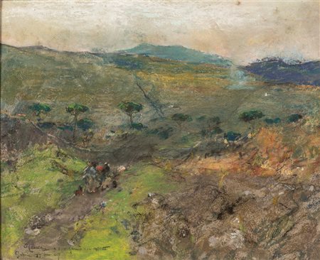 Giuseppe Casciaro (Ortelle 1863-Napoli 1945)  - Passeggiata in campagna, 1907