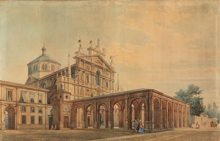 Leopoldo Burlando (Milano 1841-1915)  - Milano, Santa Maria dei Miracoli presso San Celso, 1866