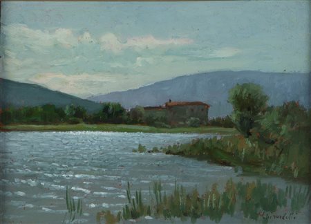 Vincenzo Ghirardelli (Gandino 1894-1967)  - Spinone al lago