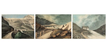 Felice Muletti (attivo tra il secolo XIX e il secolo XX)  - Giogo dello Stelvio; Strada del Sempione; Ospizio di Valdobbia