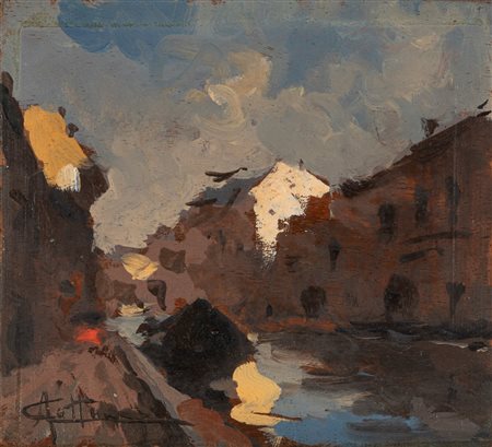 Achille Cattaneo (Limbiate 1872-Milano 1931)  - Naviglio