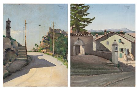 Alberto Negroni (Medicina 1899-Bologna 1970)  - La strada della villa a Sestola;  Montombraro, "il cortile", 1929 and 1930