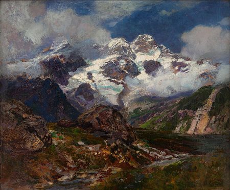 Riccardo Galli Milano 1869 - Barzio (LC) 1944 Il Monte Rosa dall'Alpe Campo