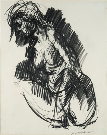 Ennio Morlotti (Lecco 1910 ‑ Milano 1992) “Figura” 1965, matita su carta, cm...
