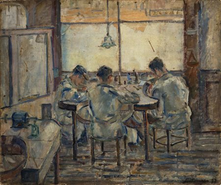 Giuseppe Santomaso (Venezia 1907 ‑ 1990) “Senza titolo” 1937 olio su tavola,...