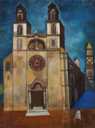 Gentilini Franco (Faenza 1909 ‑ Roma 1981) “Cattedrale di Altamura” 1973 olio...