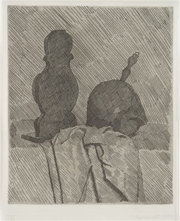 Giorgio Morandi (Bologna 1890 ‑ 1964) “Natura morta con due oggetti e un...