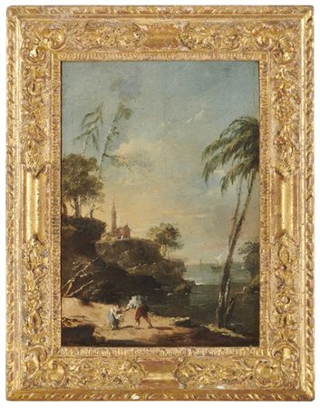 Francesco Guardi (attr.)

"Paesaggio con figure"
olio su tavola (cm 22,5x15)
in