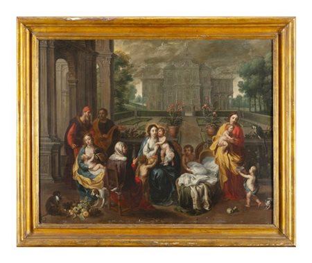 Hendrick van Balen "Sacra Famiglia e Santi in un giardino architettonico"
olio s