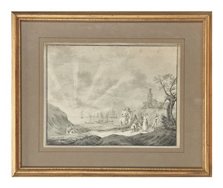 Vittorio Amedeo Cignaroli (attr.)

"La baia"
acquerello grigio (mm 225x300)
in c