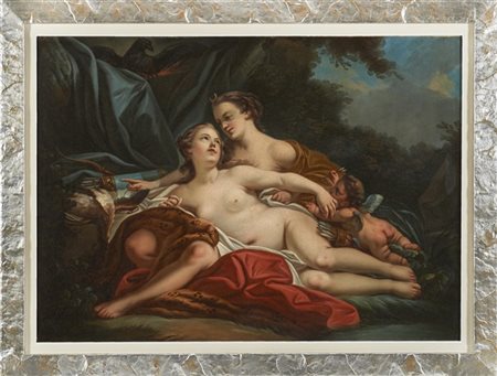 Scuola francese della fine del secolo XVIII "Diana e Callisto" olio su tela (cm