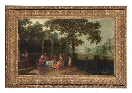 Seguace di Frans Francken II

"Concerto all'aperto"
olio su tavola (cm 58x95)
i