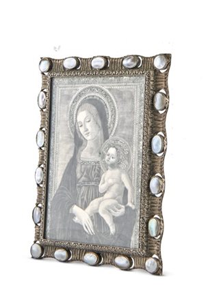 Mario Buccellati "Madonna con Bambino" miniatura incisa su lamina d'argento, en