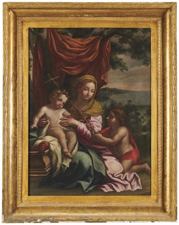 Scuola del secolo XVIII

"Madonna con Bambino e San Giovannino"
olio su tela (c