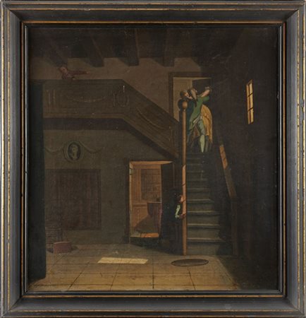 Scuola del secolo XVIII

"Scena di interno con amanti"
olio su tela (cm 63x61,5