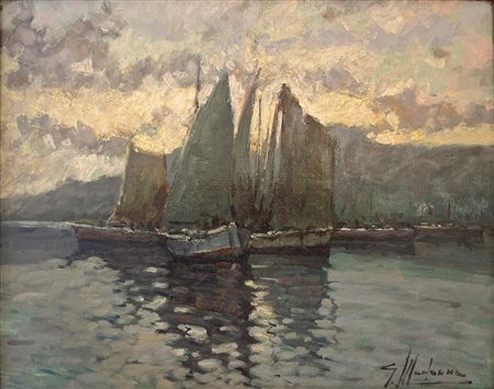 Giuseppe Madonna (1934 - ) Barche a vela olio su tavoletta 23 x 29 cm....