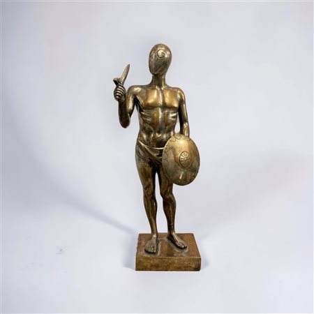 Giorgio De Chirico (1888 - 1978) Il Gladiatore 1970 ca. bronzo argentato 31 x...