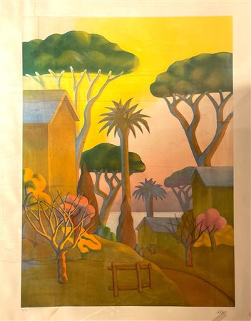 Salvo (1947 - 2015) Paesaggio tropicale Acquatinta su carta 152 x 110cm....