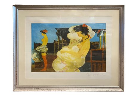 Salvatore Fiume (1915 - 1997) Ritratti femminili Serigrafia cornice: 66,5 x...