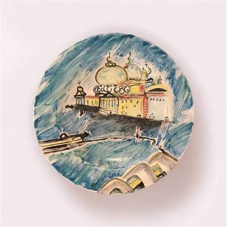 Remo Brindisi (1918 - 1996) Venezia ceramica smaltata diametro 52 cm. Prova...