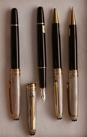 Montblanc Meisterstuck Solitaire Donè stilografica + penna a sfera + roller +...