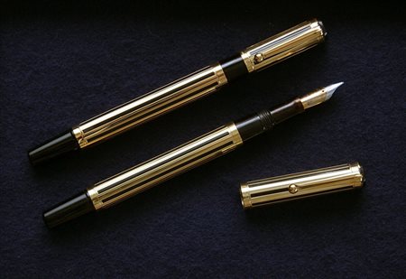 Waterman Gentleman stilografica con pennino oro 18 kt + roller - lacca nera e...