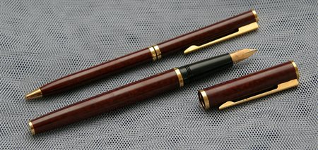 Waterman Supergold stilografica + penna a sfera - mod. 60 - marmorizzata rossa