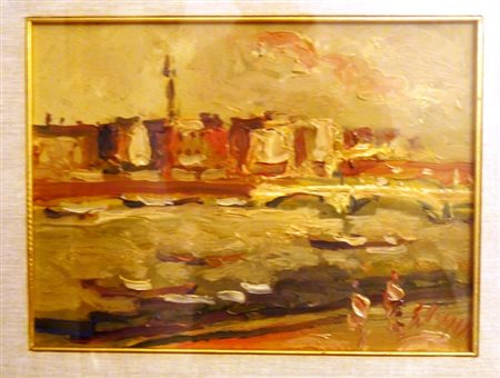 Emanuele Cappello Ponte Santa Trinita, 1936 Olio su compensato - in cornice...