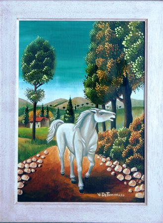 Vito De Tommaso Il Cavallo Bianco Olio su tela 35 x 25