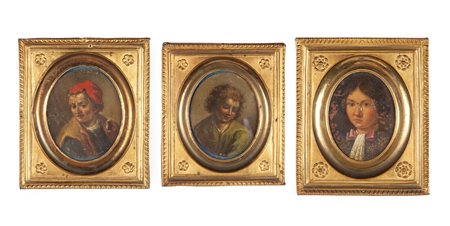 Pittore del XVIII secolo Tre miniature ovali raffiguranti ritratti.