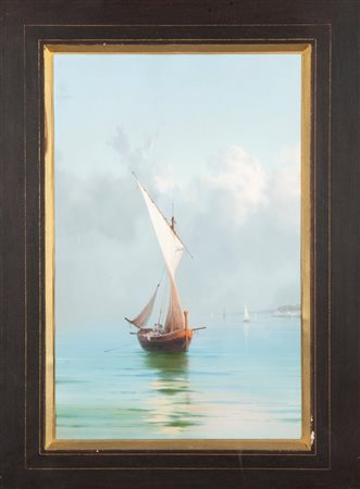 Pittore del XIX secolo Marina con imbarcazione