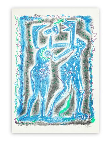 ANDRÉ MASSON (1896-1987) - Couple mitologyque au l'intrigue, 1971