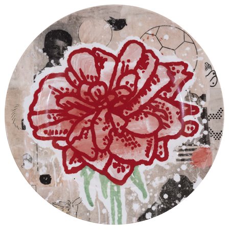 DONALD BAECHLER (Hartford, 1956 - 2022) Flower 2004 piatto in ceramica...