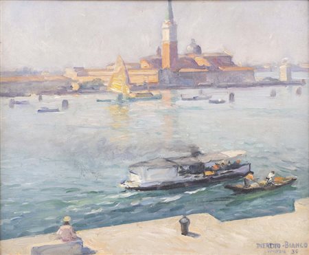 PIERETTO BIANCO (Trieste, 1875 - Bologna, 1937) Venezia 1936 olio su tela cm....