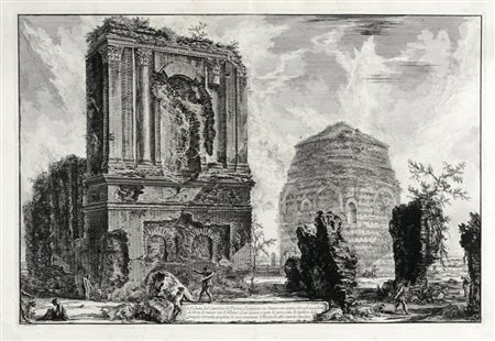 Giovanni Battista  Piranesi, Veduta del sepolcro di Pisone Liciniano su l'antica via Appia... 1762.