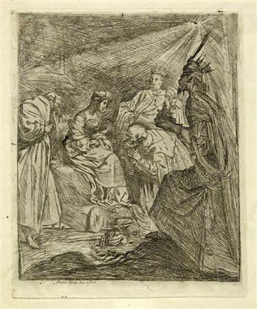 Claude  Vignon, Adorazione dei Magi. 1619 [II stato con il nome di Pietro Testa, tiratura fine XVIII secolo].