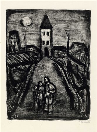 Georges Rouault, Lotto composto di 2 incisioni provenienti dalla suite La Petite Banlieu. 1929.