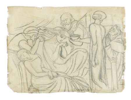 Dante Gabriele Rossetti [attribuito a], Album con nucleo di 12 disegni.