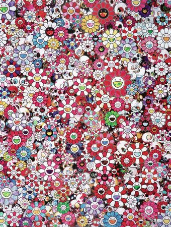 Takashi Murakami, Skulls and Flowers Red. 2012.