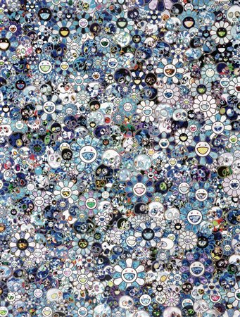 Takashi Murakami, Skulls and Flowers Blue. 2012.